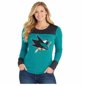 TOUCH BY ALYSSA MILANO San Jose Sharks Teal Blindside Thermal Long Sleeve Top 1X